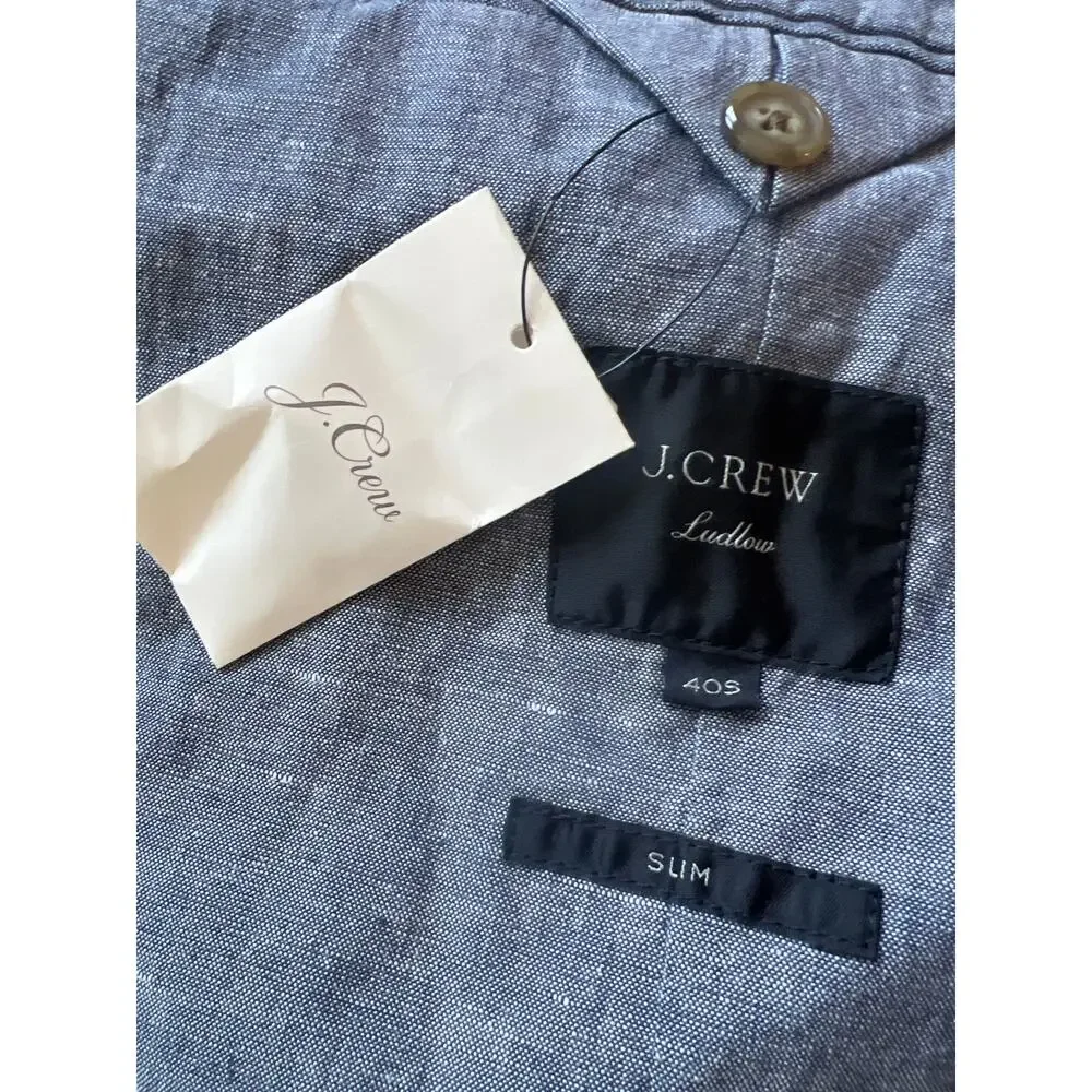 J.Crew Ludlow Slim-Fit Suit Jacket in Cotton Oxford Grey 40S NWT